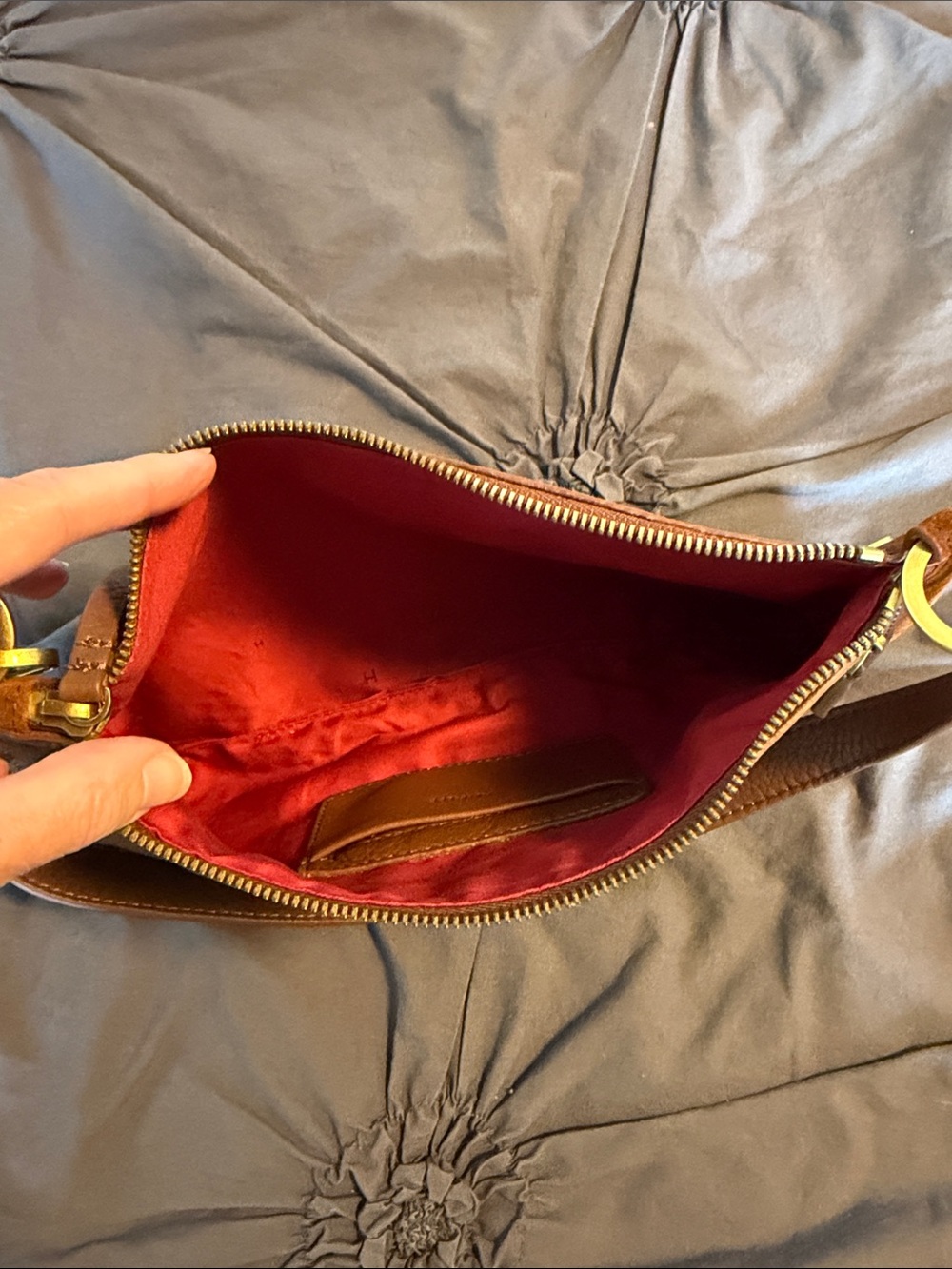 Hammitt Chestnut Brown Suede Kyle Crossbody/ shoulder bag with gold Studs - Picture 4 of 7
